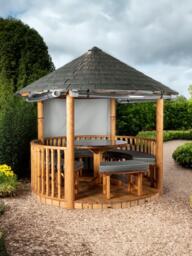 Breeze House Savannah Classic Slate Effect Tile Roof Circular Gazebo, FSC-Certified (Scandinavian Redwood) - thumbnail 2