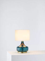 John Lewis Atley Glass Table Lamp, Turquoise - thumbnail 1