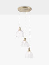 Laura Ashley Vintage Scallop Glass 3 Bulb Cluster Pendant Ceiling Light, Brass
