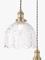 Laura Ashley Vintage Scallop Glass 3 Bulb Cluster Pendant Ceiling Light, Brass - thumbnail 5