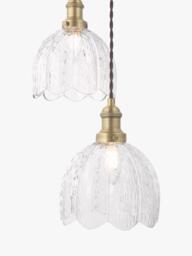 Laura Ashley Vintage Scallop Glass 3 Bulb Cluster Pendant Ceiling Light, Brass - thumbnail 6
