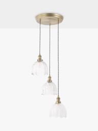 Laura Ashley Vintage Scallop Glass 3 Bulb Cluster Pendant Ceiling Light, Brass - thumbnail 3