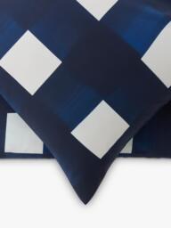 Jasper Conran London Brushed Check 300 Thread Count Combed Cotton Duvet Cover Set, Navy/White - thumbnail 4