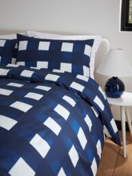 Jasper Conran London Brushed Check 300 Thread Count Combed Cotton Duvet Cover Set, Navy/White - thumbnail 2