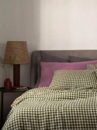 Piglet in Bed Gingham Linen Blend Fitted Sheet - thumbnail 1