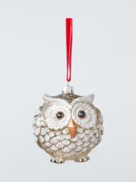 John Lewis The Curator Round Owl Bauble, White - thumbnail 1