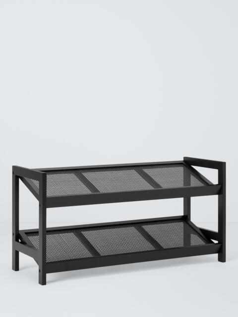 Poly Rattan and Bamboo 2 Tier Shoe Rack, Black - image 1