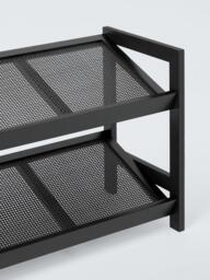 Poly Rattan and Bamboo 2 Tier Shoe Rack, Black - thumbnail 3