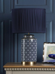 Laura Ashley Knipton Ceramic Table Lamp, Blue - thumbnail 3