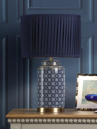 Laura Ashley Knipton Ceramic Table Lamp, Blue - thumbnail 2
