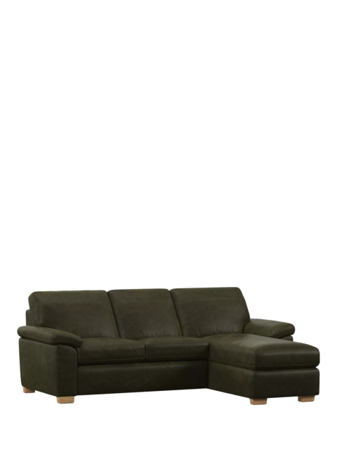 John Lewis Camden RHF Chaise Leather Sofa Bed, Light Leg - image 1