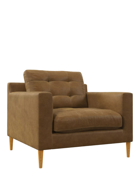 John Lewis Draper II Leather Armchair, Light Leg - image 1