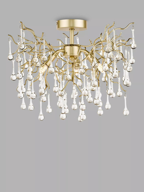 Laura Ashley Willow Crystal Semi-Flush Ceiling Light, Champagne - image 1