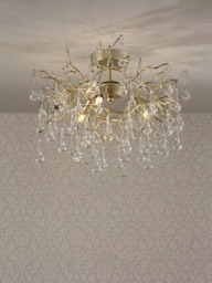 Laura Ashley Willow Crystal Semi-Flush Ceiling Light, Champagne - thumbnail 2