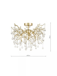 Laura Ashley Willow Crystal Semi-Flush Ceiling Light, Champagne - thumbnail 6