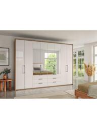 John Lewis Osaka 3m Bi-Fold Wardrobe with 4 Glass Doors, 4 Mirrored Doors & 6 Glass Drawers - thumbnail 2