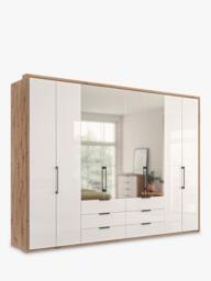 John Lewis Osaka 3m Bi-Fold Wardrobe with 4 Glass Doors, 4 Mirrored Doors & 6 Glass Drawers - thumbnail 1