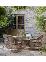 Bramblecrest RHS Rosemoor 4-Seater Round Garden Dining Table & Chairs Set with Parasol, Latte - thumbnail 3