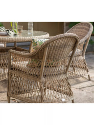 Bramblecrest RHS Rosemoor 4-Seater Round Garden Dining Table & Chairs Set with Parasol, Latte - thumbnail 4