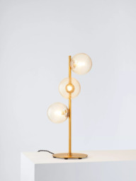 John Lewis Champagne Bubble 3 Glass Table Lamp, Champagne/Warm Brass - thumbnail 1