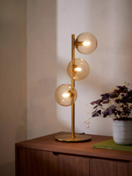 John Lewis Champagne Bubble 3 Glass Table Lamp, Champagne/Warm Brass - thumbnail 2