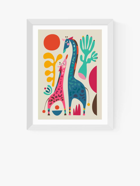 EAST END PRINTS Rachel Lee 'Giraffes' Framed Print