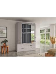 John Lewis Osaka 1.5m Bi-Fold Wardrobe with 2 Glass Doors, 2 Mirrored Doors & 6 Glass Drawers - thumbnail 3