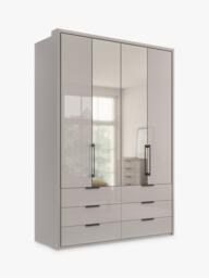 John Lewis Osaka 1.5m Bi-Fold Wardrobe with 2 Glass Doors, 2 Mirrored Doors & 6 Glass Drawers