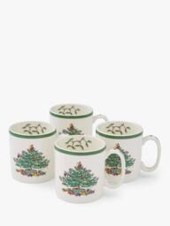 Spode Christmas Tree Earthenware Mug, 250ml, Green
