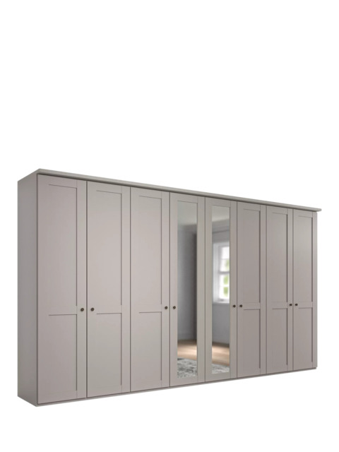 John Lewis Marlow 400cm Mirrored Hinged Wardrobe, Pebble Grey - image 1