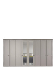 John Lewis Marlow 400cm Mirrored Hinged Wardrobe, Pebble Grey - thumbnail 3