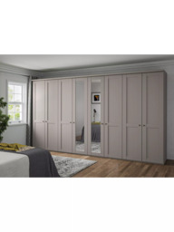 John Lewis Marlow 400cm Mirrored Hinged Wardrobe, Pebble Grey - thumbnail 2