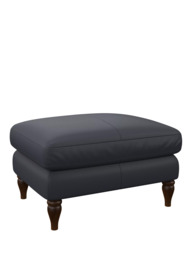 John Lewis Camber Leather Footstool, Dark Leg - thumbnail 1