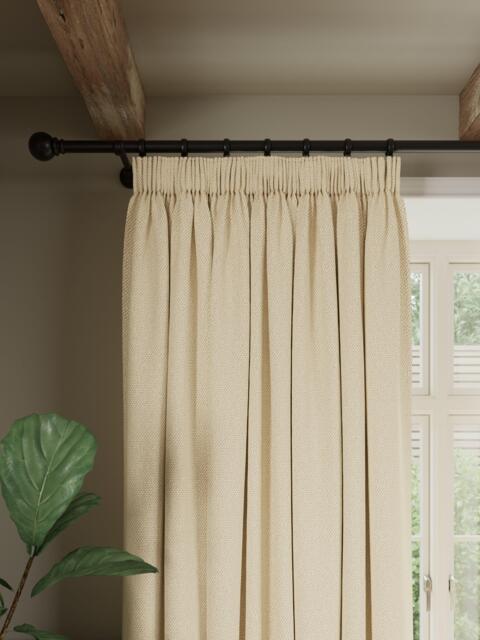 John Lewis Rustic Basketweave Pair Blackout Lined Pencil Pleat Curtains - image 1