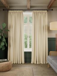 John Lewis Rustic Basketweave Pair Blackout Lined Pencil Pleat Curtains - thumbnail 3