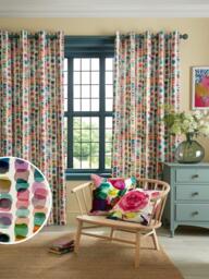 bluebellgray Tobermory Pair Lined Eyelet Curtains, Multi - thumbnail 2
