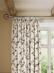 John Lewis Elena Floral Embroidery Pair Lined Pencil Pleat Curtains, Straw - thumbnail 1