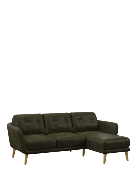 John Lewis Arlo RHF Chaise Leather Sofa, Light Leg - image 1