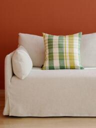 The Conran Shop Marabar Check Cotton Cushion, Green/Chartreuse - thumbnail 2