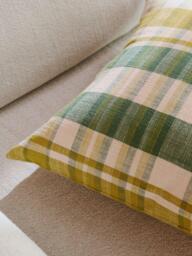 The Conran Shop Marabar Check Cotton Cushion, Green/Chartreuse - thumbnail 3