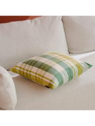 The Conran Shop Marabar Check Cotton Cushion, Green/Chartreuse - thumbnail 6