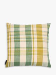 The Conran Shop Marabar Check Cotton Cushion, Green/Chartreuse - thumbnail 1