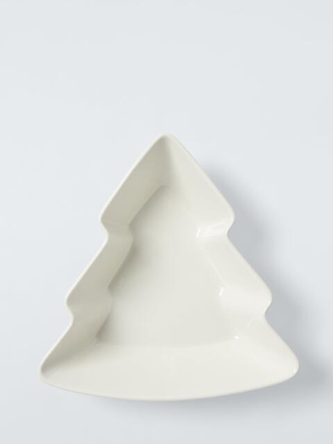 John Lewis Christmas Tree Fine China Serving Dish, 24cm, White - image 1