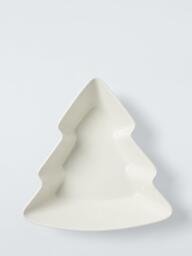 John Lewis Christmas Tree Fine China Serving Dish, 24cm, White - thumbnail 1