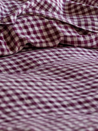 Piglet in Bed Gingham Linen Flat Sheet - thumbnail 2