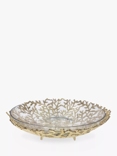 Culinary Concepts Coral Metal Basket & Glass Bowl, 32cm, Gold - image 1