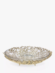 Culinary Concepts Coral Metal Basket & Glass Bowl, 32cm, Gold - thumbnail 1