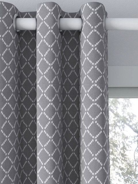 John Lewis Diamond Ikat Print Pair Lined Eyelet Curtains - image 1