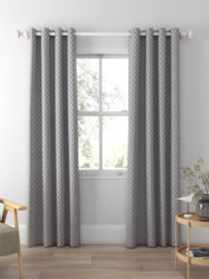 John Lewis Diamond Ikat Print Pair Lined Eyelet Curtains - thumbnail 3