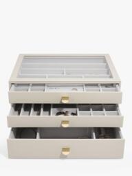 Stackers Supersize Glass Lid 3 Drawer Jewellery Box - thumbnail 1